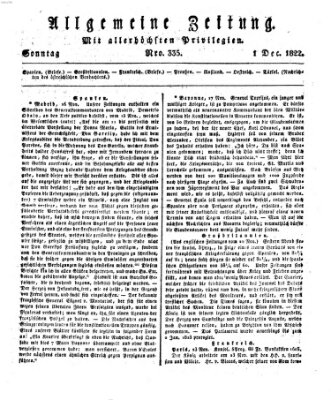 Allgemeine Zeitung Sonntag 1. Dezember 1822