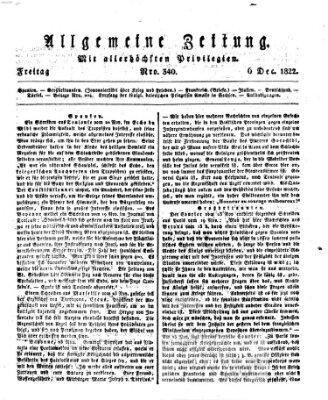 Allgemeine Zeitung Freitag 6. Dezember 1822