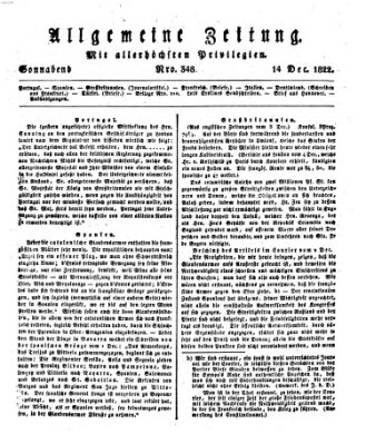 Allgemeine Zeitung Samstag 14. Dezember 1822