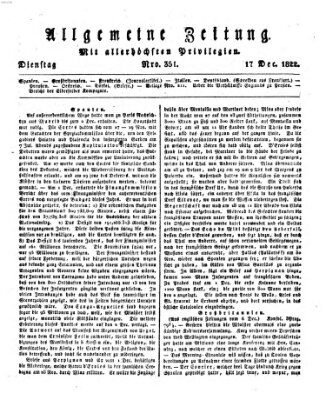 Allgemeine Zeitung Dienstag 17. Dezember 1822