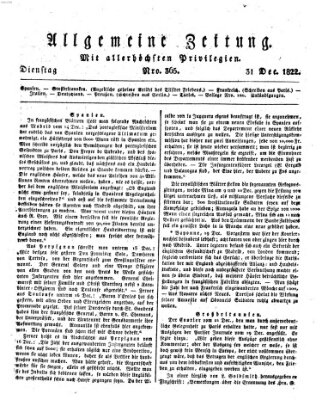 Allgemeine Zeitung Sonntag 31. Dezember 1882