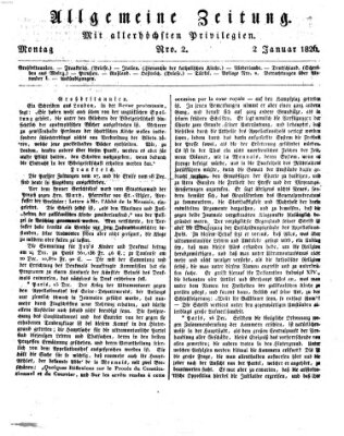 Allgemeine Zeitung Montag 2. Januar 1826