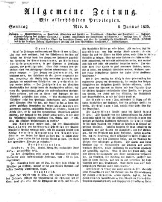 Allgemeine Zeitung Sonntag 8. Januar 1826