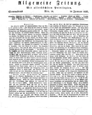 Allgemeine Zeitung Samstag 14. Januar 1826