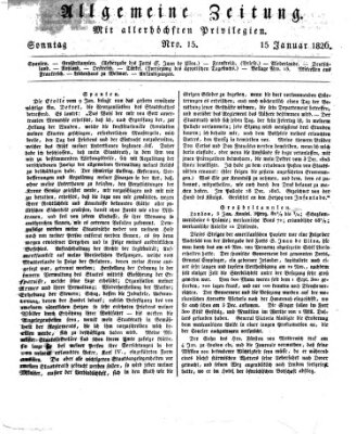 Allgemeine Zeitung Sonntag 15. Januar 1826