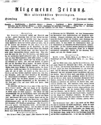 Allgemeine Zeitung Dienstag 17. Januar 1826