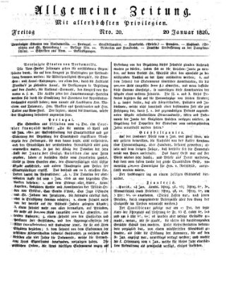 Allgemeine Zeitung Freitag 20. Januar 1826