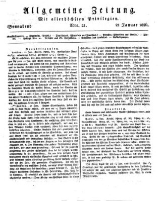 Allgemeine Zeitung Samstag 21. Januar 1826