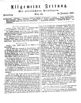 Allgemeine Zeitung Dienstag 24. Januar 1826