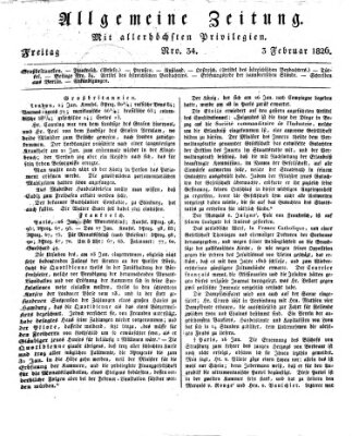 Allgemeine Zeitung Freitag 3. Februar 1826