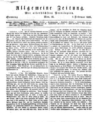 Allgemeine Zeitung Sonntag 5. Februar 1826