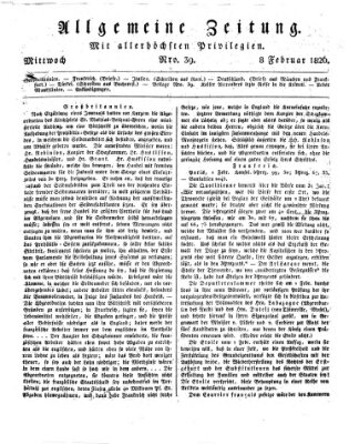 Allgemeine Zeitung Mittwoch 8. Februar 1826