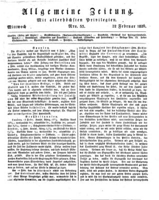 Allgemeine Zeitung Mittwoch 22. Februar 1826