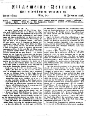 Allgemeine Zeitung Donnerstag 23. Februar 1826