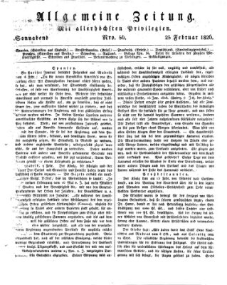 Allgemeine Zeitung Samstag 25. Februar 1826