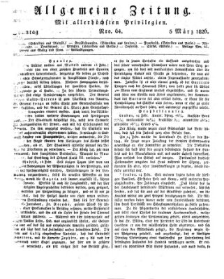 Allgemeine Zeitung Sonntag 5. März 1826