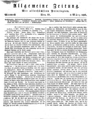 Allgemeine Zeitung Mittwoch 8. März 1826