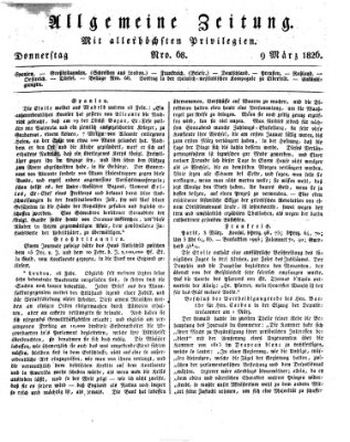 Allgemeine Zeitung Donnerstag 9. März 1826