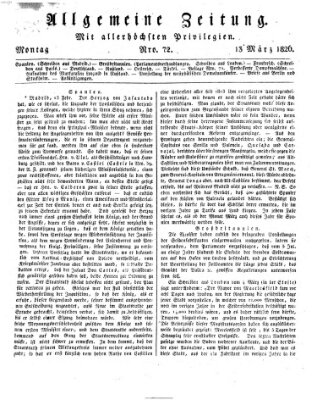 Allgemeine Zeitung Montag 13. März 1826