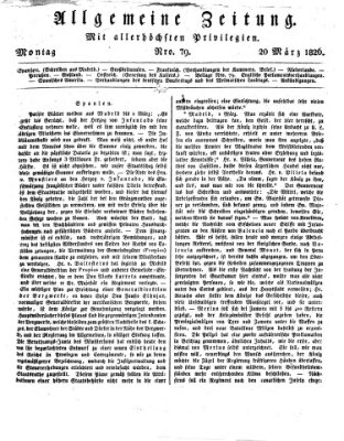 Allgemeine Zeitung Montag 20. März 1826