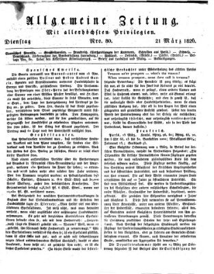 Allgemeine Zeitung Dienstag 21. März 1826