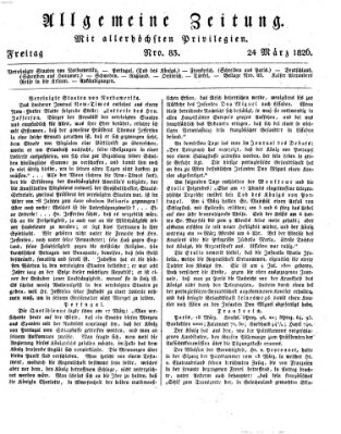 Allgemeine Zeitung Freitag 24. März 1826