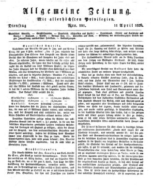 Allgemeine Zeitung Dienstag 11. April 1826