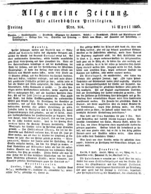 Allgemeine Zeitung Freitag 14. April 1826