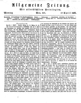 Allgemeine Zeitung Montag 17. April 1826