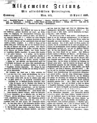 Allgemeine Zeitung Sonntag 23. April 1826