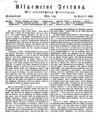 Allgemeine Zeitung Samstag 29. April 1826