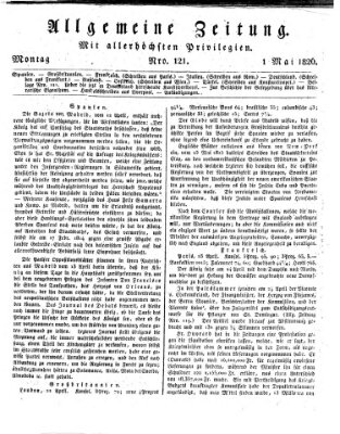 Allgemeine Zeitung Montag 1. Mai 1826