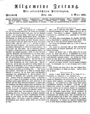 Allgemeine Zeitung Mittwoch 3. Mai 1826