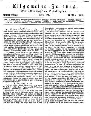 Allgemeine Zeitung Donnerstag 11. Mai 1826