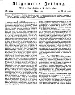 Allgemeine Zeitung Montag 15. Mai 1826