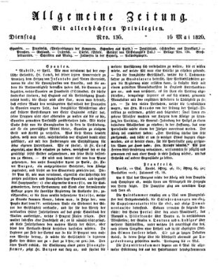 Allgemeine Zeitung Dienstag 16. Mai 1826