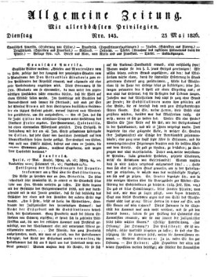 Allgemeine Zeitung Dienstag 23. Mai 1826