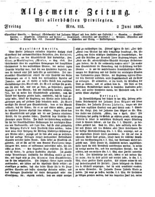 Allgemeine Zeitung Freitag 2. Juni 1826