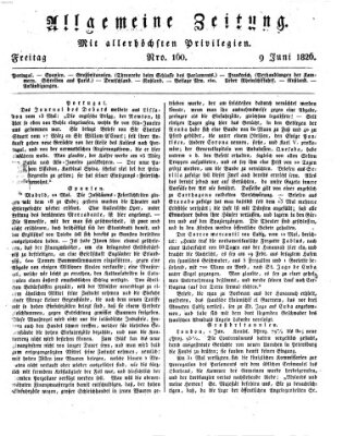 Allgemeine Zeitung Freitag 9. Juni 1826