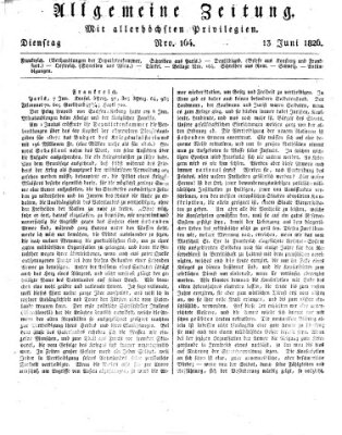 Allgemeine Zeitung Dienstag 13. Juni 1826