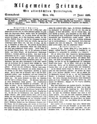 Allgemeine Zeitung Samstag 17. Juni 1826