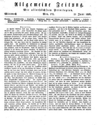 Allgemeine Zeitung Mittwoch 21. Juni 1826