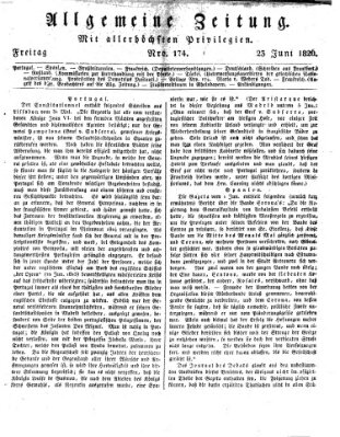Allgemeine Zeitung Freitag 23. Juni 1826