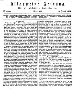 Allgemeine Zeitung Montag 26. Juni 1826