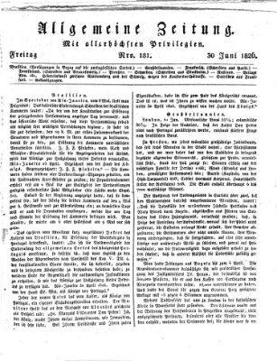 Allgemeine Zeitung Freitag 30. Juni 1826