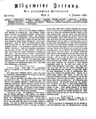 Allgemeine Zeitung Freitag 5. Januar 1827