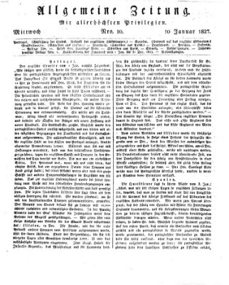 Allgemeine Zeitung Mittwoch 10. Januar 1827