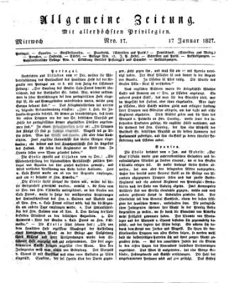 Allgemeine Zeitung Mittwoch 17. Januar 1827