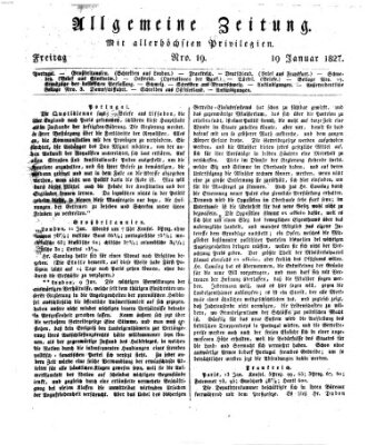 Allgemeine Zeitung Freitag 19. Januar 1827