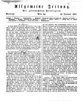 Allgemeine Zeitung Montag 29. Januar 1827